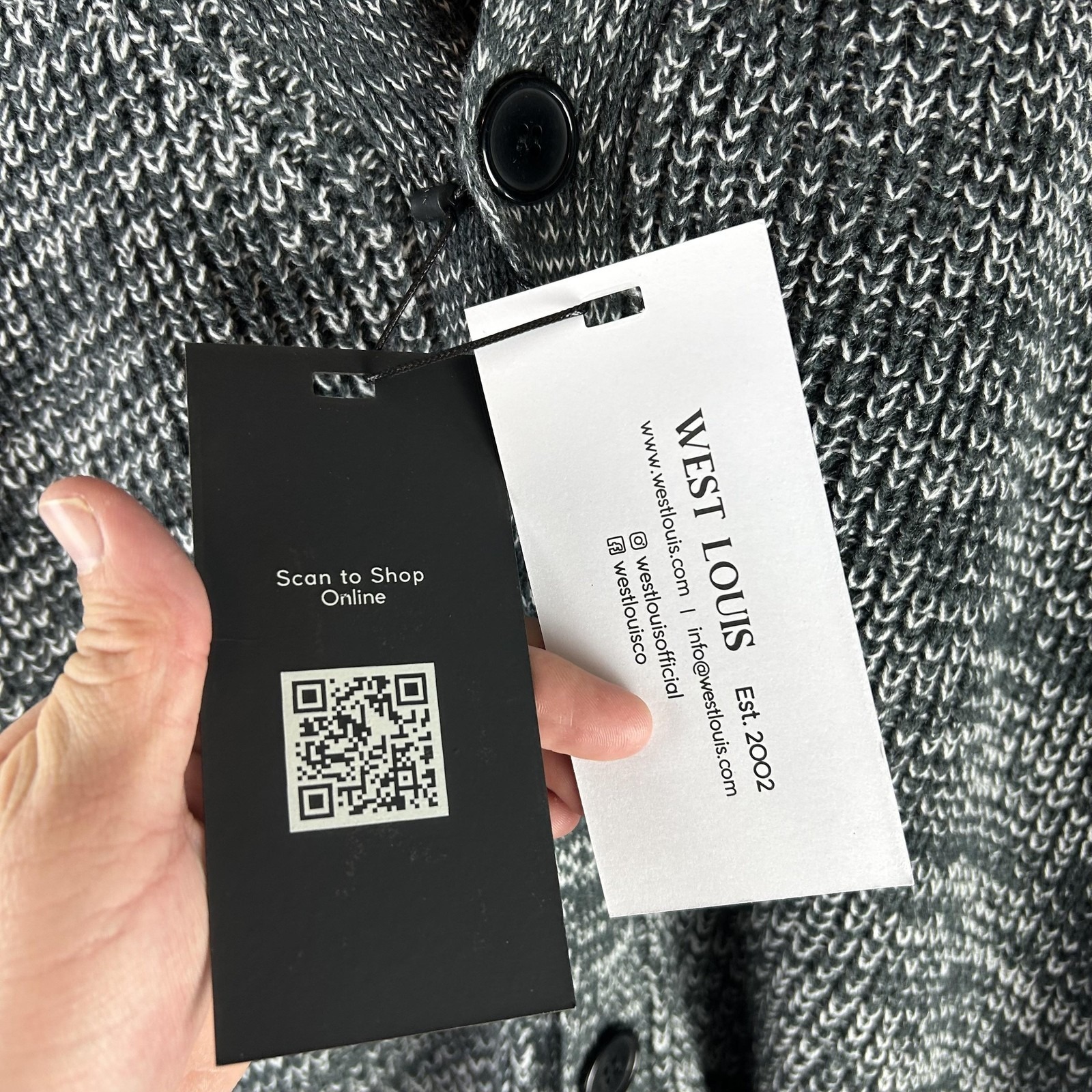 West Louis Sweater Mens L Gray Shawl Collar Button Front Knit Cardigan Oversize — image 4 of 8